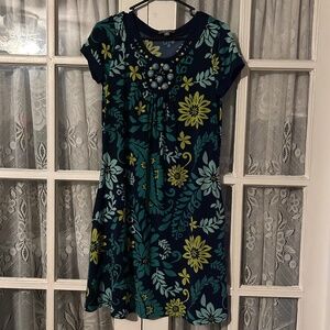 😉Bundle Days😉 Women’s Petite Floral Beaded Dress Bohemian Pockets Blue Green
